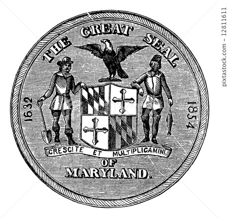 Great Seal of the State of Maryland, United States, vintage engr Great Seal of the State of Maryland, United States, vintage engr 12811611