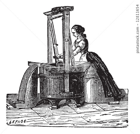 Washerwoman washing clothes vintage engraving Washerwoman washing clothes vintage engraving 12811654