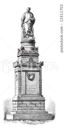 Monument of Alessandro Volta, vintage engraving 12811703