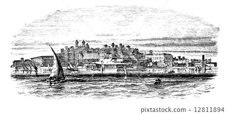 Montevideo, capital city of Uruguay, vintage engraving 12811894
