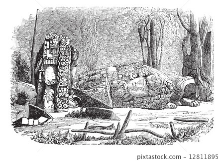 Copan in Honduras vintage engraving 12811895