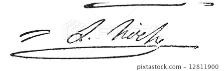 Signature of Louis Lazare Hoche (1768-1797), vintage engraving. Signature of Louis Lazare Hoche (1768-1797), vintage engraving. 12811900