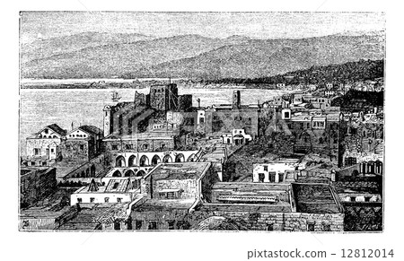 Beirut city, Lebanon, vintage engraving. 12812014