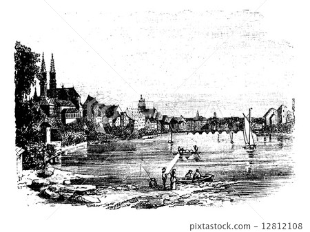 Bale, in Istria, Croatia, during the 1890s, vintage engraving Bale, in Istria, Croatia, during the 1890s, vintage engraving 12812108