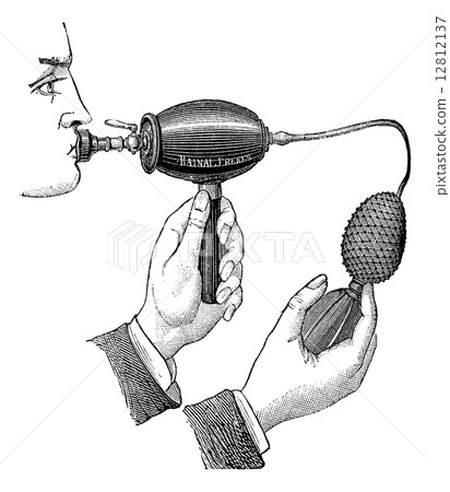 Powered inhaler, vintage engraving. 12812137