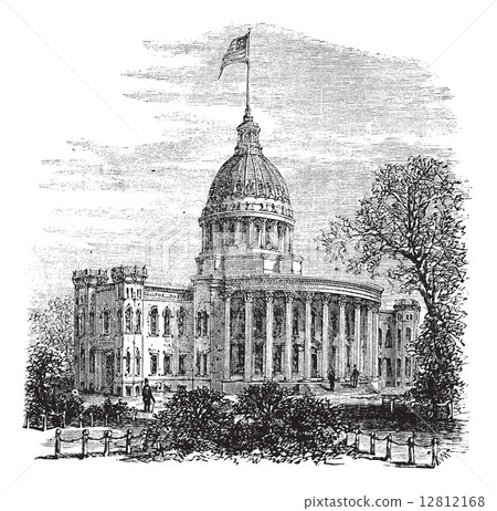 Wisconsin State Capitol in Madison US vintage engraving 12812168