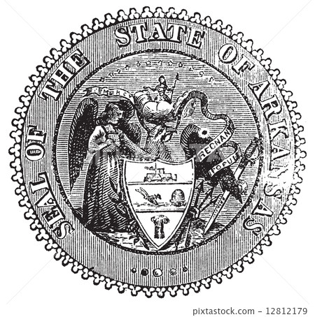 Seal of Arkansas prior to 1907 old engraving. Seal of Arkansas prior to 1907 old engraving. 12812179