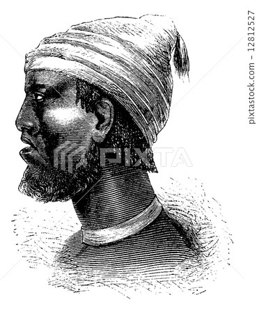 Chief of Chindonga of Angola in Southern Africa, vintage engravi 12812527