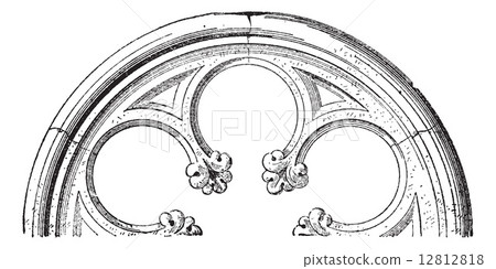 Cusp (Architecture), vintage engraving. 12812818