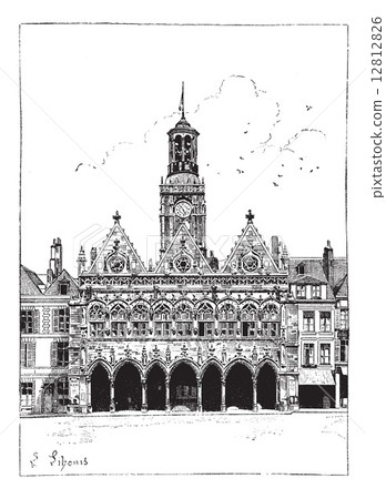The town hall of Saint-Quentin vintage engraving The town hall of Saint-Quentin vintage engraving 12812826