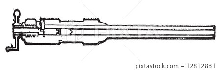 Section barrel Armstrong breech-loading old engraving. 12812831