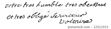 Signature of Francois-Marie Arouet or Voltaire (1694-1778), vin 12812915
