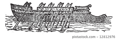 Trireme, vintage engraving. 12812976