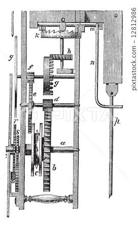 Huygens Clock or Pendulum Clock vintage engraving 12812986