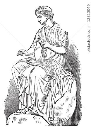 Calliope, Muse of Epic Poetry, vintage engraved illustration 12813049
