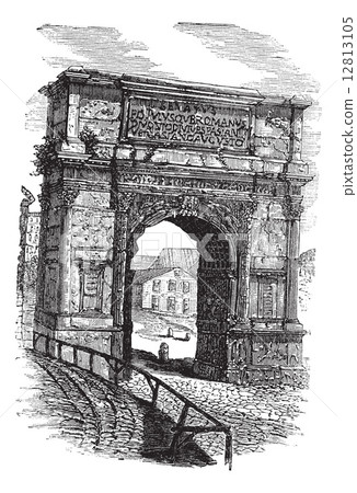 Arch of Titus on Via Sacra Rome Italy vintage engraving Arch of Titus on Via Sacra Rome Italy vintage engraving 12813105
