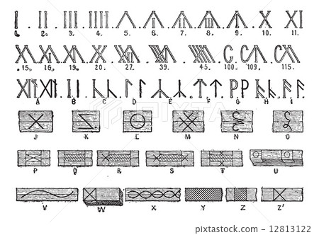 Runes, vintage engraving 12813122