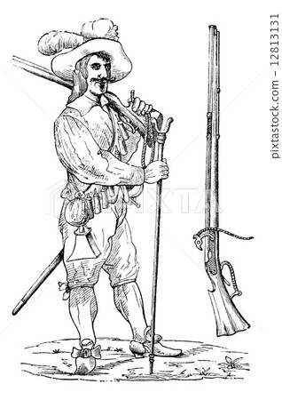 Musketeer of the sixteenth and seventeenth centuries, with his f 12813131