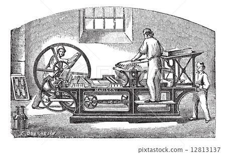 Marinoni printing press vintage engraving 12813137