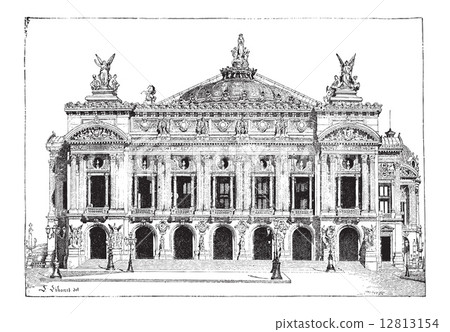 Paris Opera, in Paris, France, vintage engraving 12813154