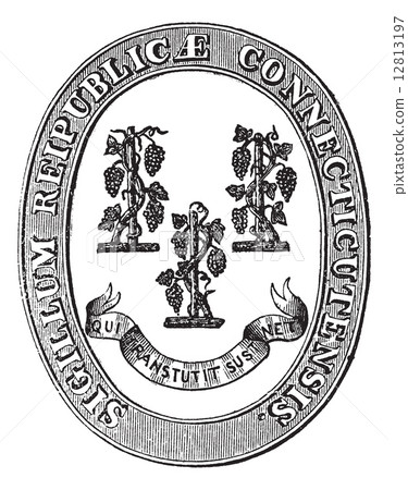 Seal of Connecticut vintage engraving 12813197