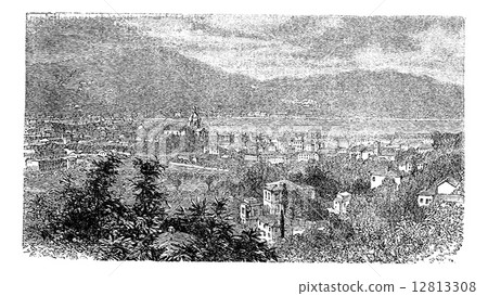 Como, in Lombardy, Italy, vintage engraving 12813308