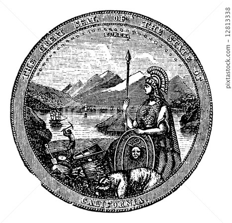 California , Seal, vintage engraving. California , Seal, vintage engraving. 12813338