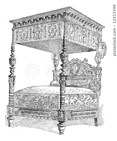 16th Century Bed at the National Museum of the Middle Ages in Pa 16th Century Bed at the National Museum of the Middle Ages in Pa 12813349