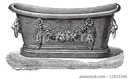 Zinc bathtub vintage engraving 12813398