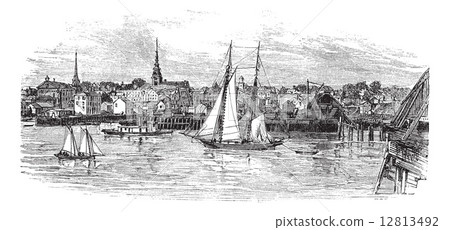 Newburyport in Massachusetts, USA, vintage engraved illustration Newburyport in Massachusetts, USA, vintage engraved illustration 12813492