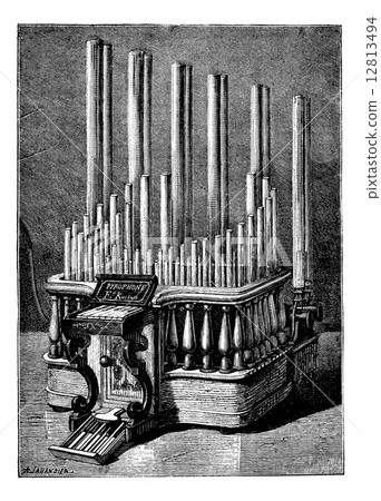 The Pyrophone, vintage engraving. The Pyrophone, vintage engraving. 12813494