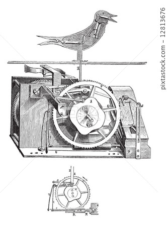 Cuckoo clock vintage engraving 12813676