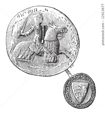 Seal against seal, Jean, Sire de Joinville died in 1317, vintage 12813677