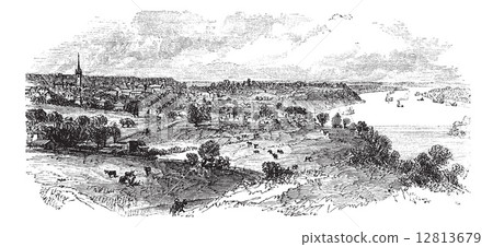 Natchez in Mississippi, USA, vintage engraved illustration 12813679
