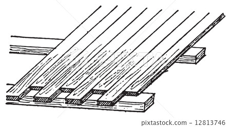 Parquetry, vintage engraving. 12813746