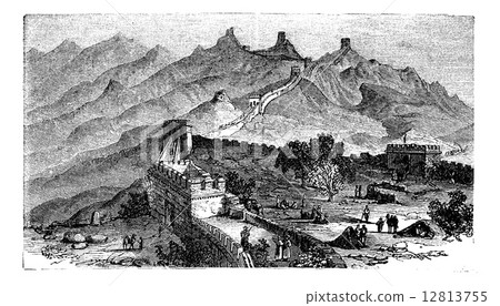 Great Wall of China, during the 1890s, vintage engraving Great Wall of China, during the 1890s, vintage engraving 12813755