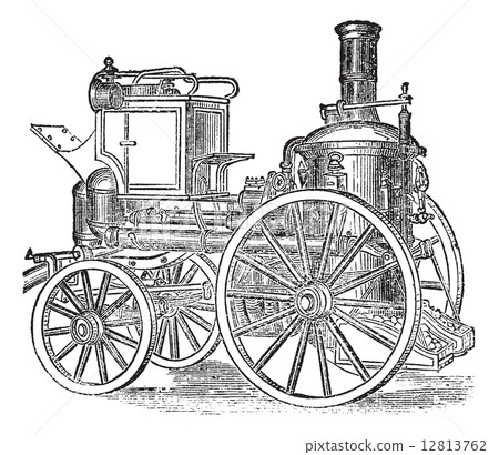 Steam Fire Engine, vintage engraving Steam Fire Engine, vintage engraving 12813762