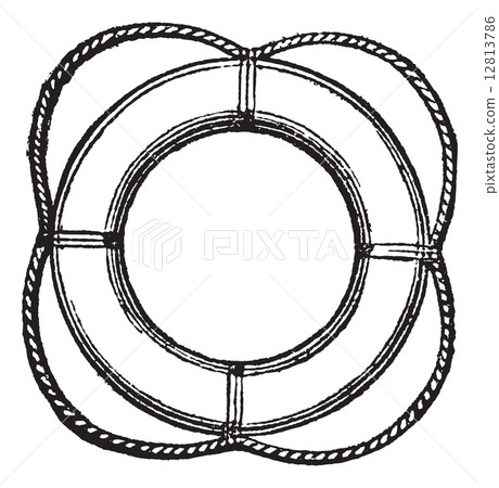 Lifeline cork, vintage engraving. 12813786