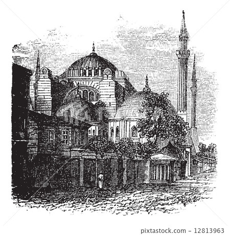 Hagia Sophia in Istanbul, Turkey, vintage engraving Hagia Sophia in Istanbul, Turkey, vintage engraving 12813963