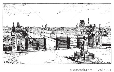 Orleans, vintage engraving. 12814004