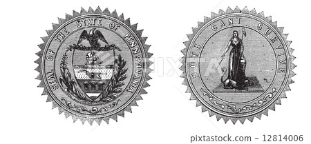 Seal of the State of Pennsylvania USA vintage engraving 12814006