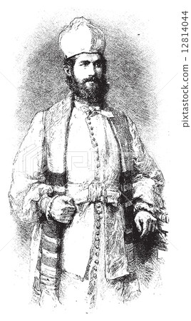 Karaite, Jew, vintage engraving. 12814044