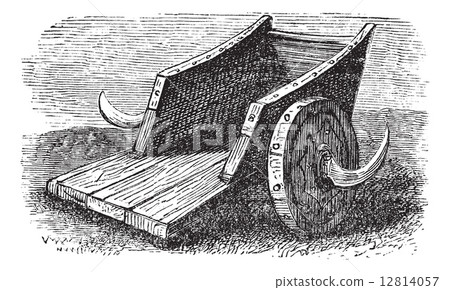 Chariot or Gallic chariot vintage engraving 12814057