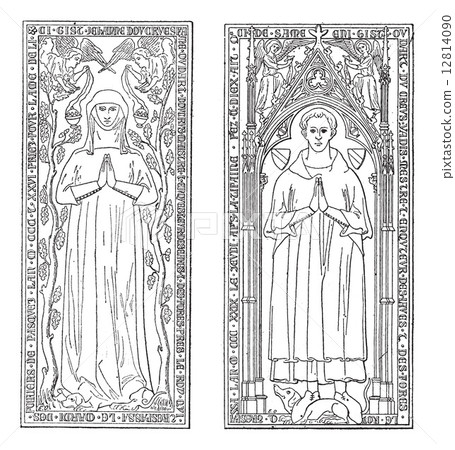 Tombstones, currently in the chancel of church of Saint-gervals, 12814090