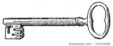 Bit of a key, vintage engraving. 12814096