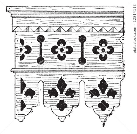 Valance, vintage engraving. Valance, vintage engraving. 12814118