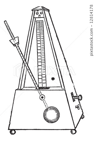 Metronome isolated on white, vintage engraving Metronome isolated on white, vintage engraving 12814178