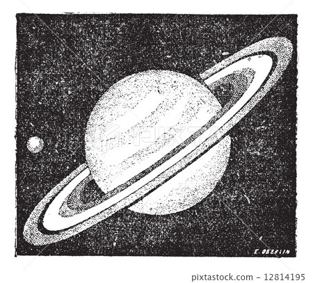 Comparison of the sizes of Saturn and Earth vintage engraving Comparison of the sizes of Saturn and Earth vintage engraving 12814195