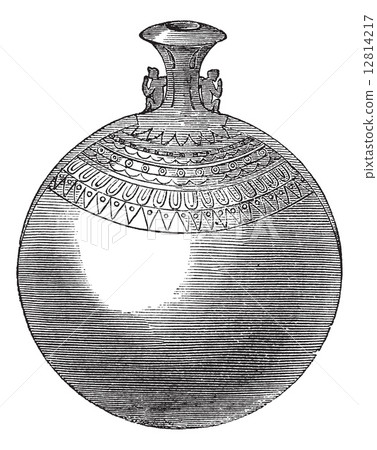 Egyptian aryballos vintage engraving 12814217