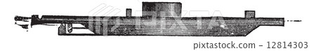 USS Monitor, vintage engraved illustration 12814303